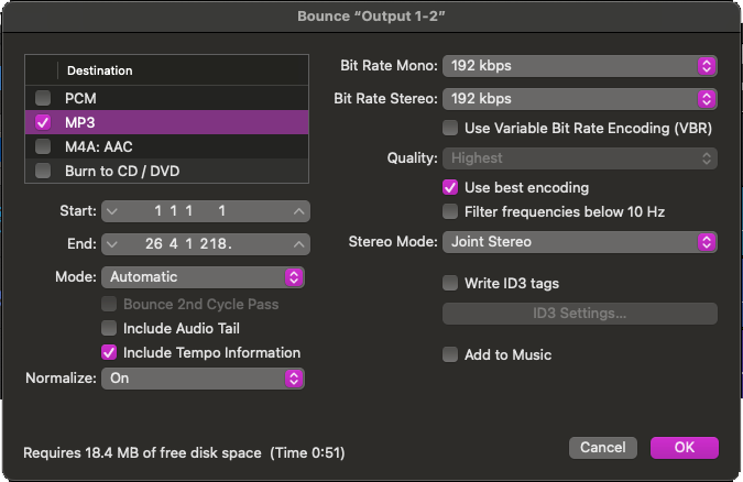 File Export in Logic Pro